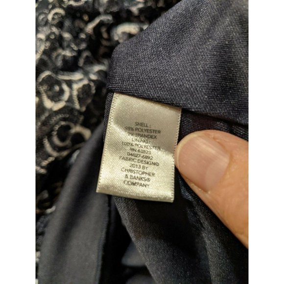 CJ Banks Skirt Size L Large White Blue Lined Flare Circles Bubbles Christopher - Picture 4 of 5